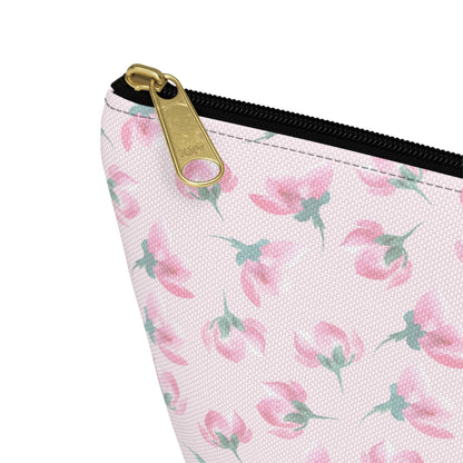 Customizable: Floral Accessory Pouch, Makeup Bag, Travel Case, Pink Flower Pouch, Gift for Her, Cosmetic Clutch, Everyday Organizer