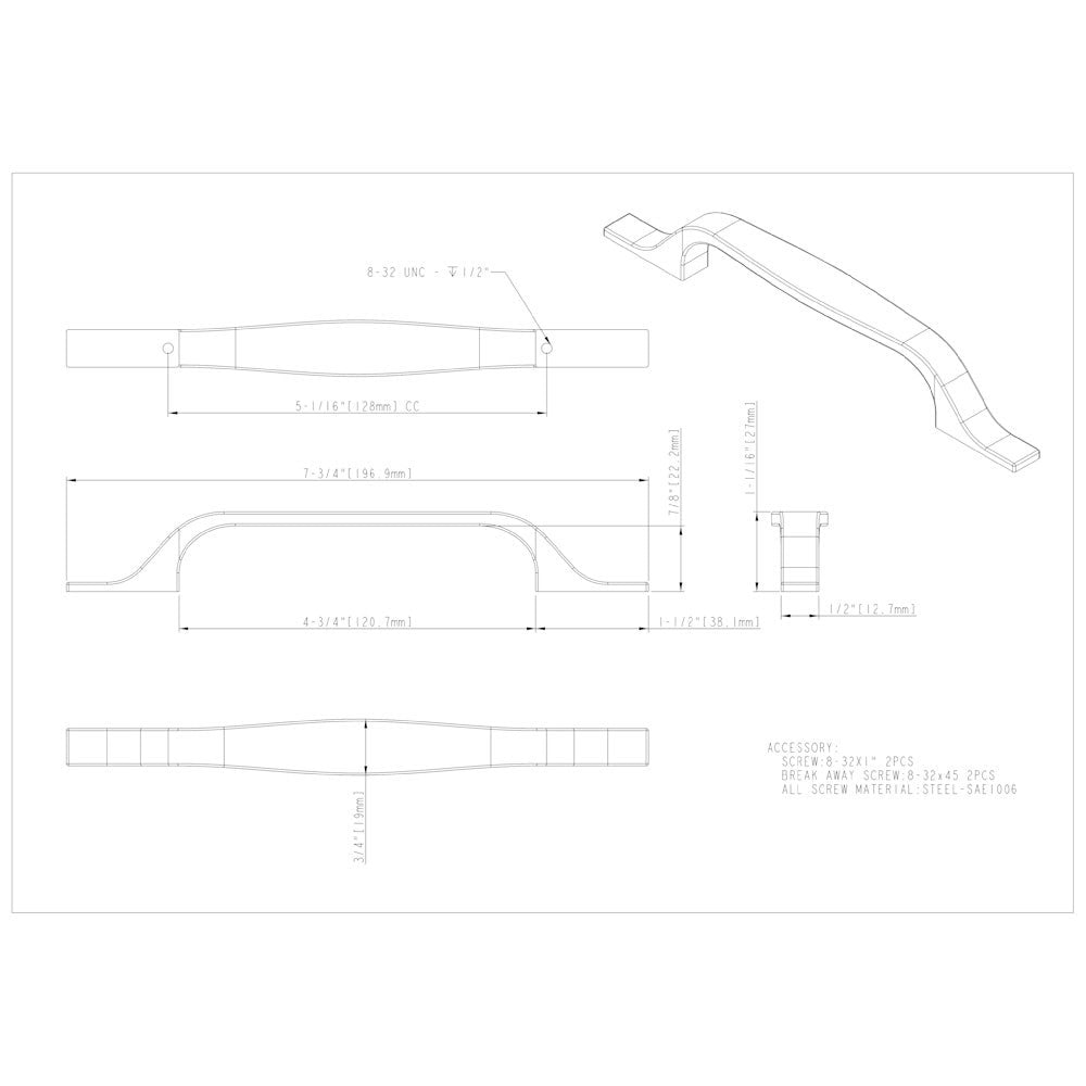 96 mm Center-to-Center Satin Nickel Square Cosgrove Cabinet Pull