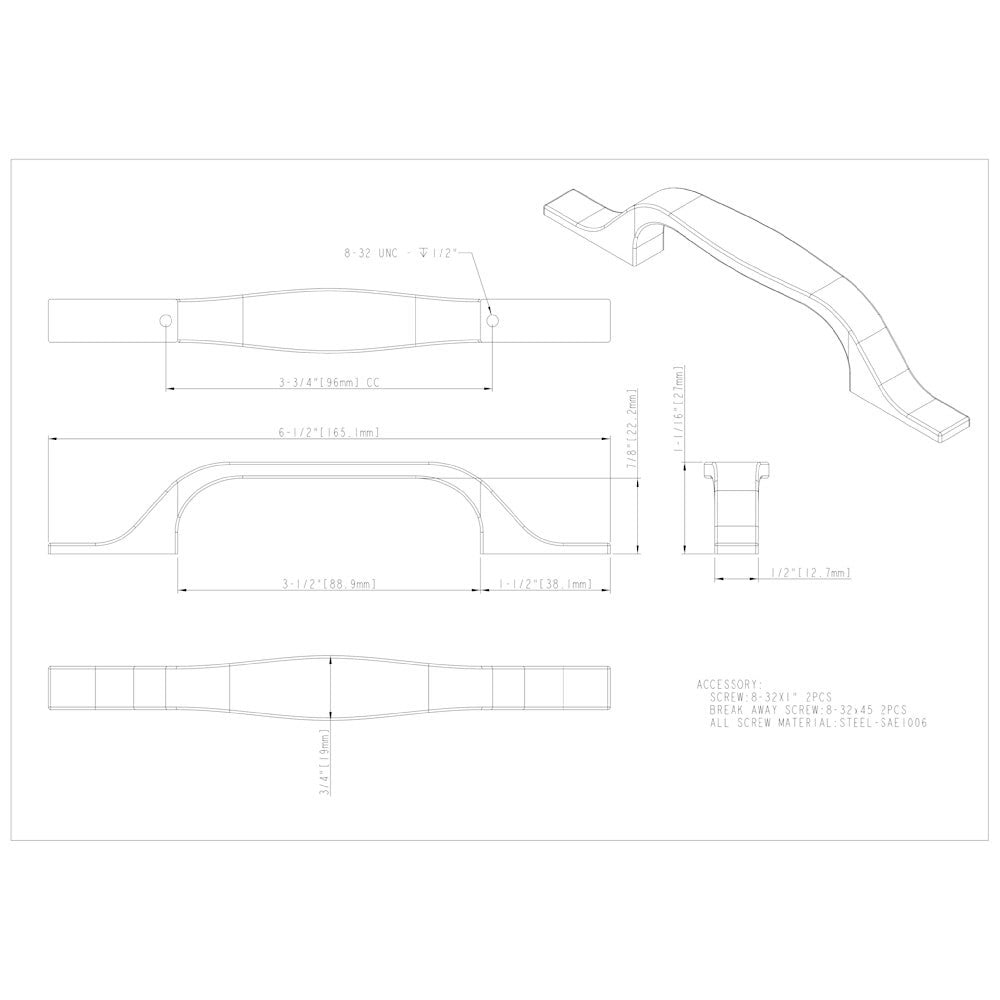 96 mm Center-to-Center Satin Nickel Square Cosgrove Cabinet Pull
