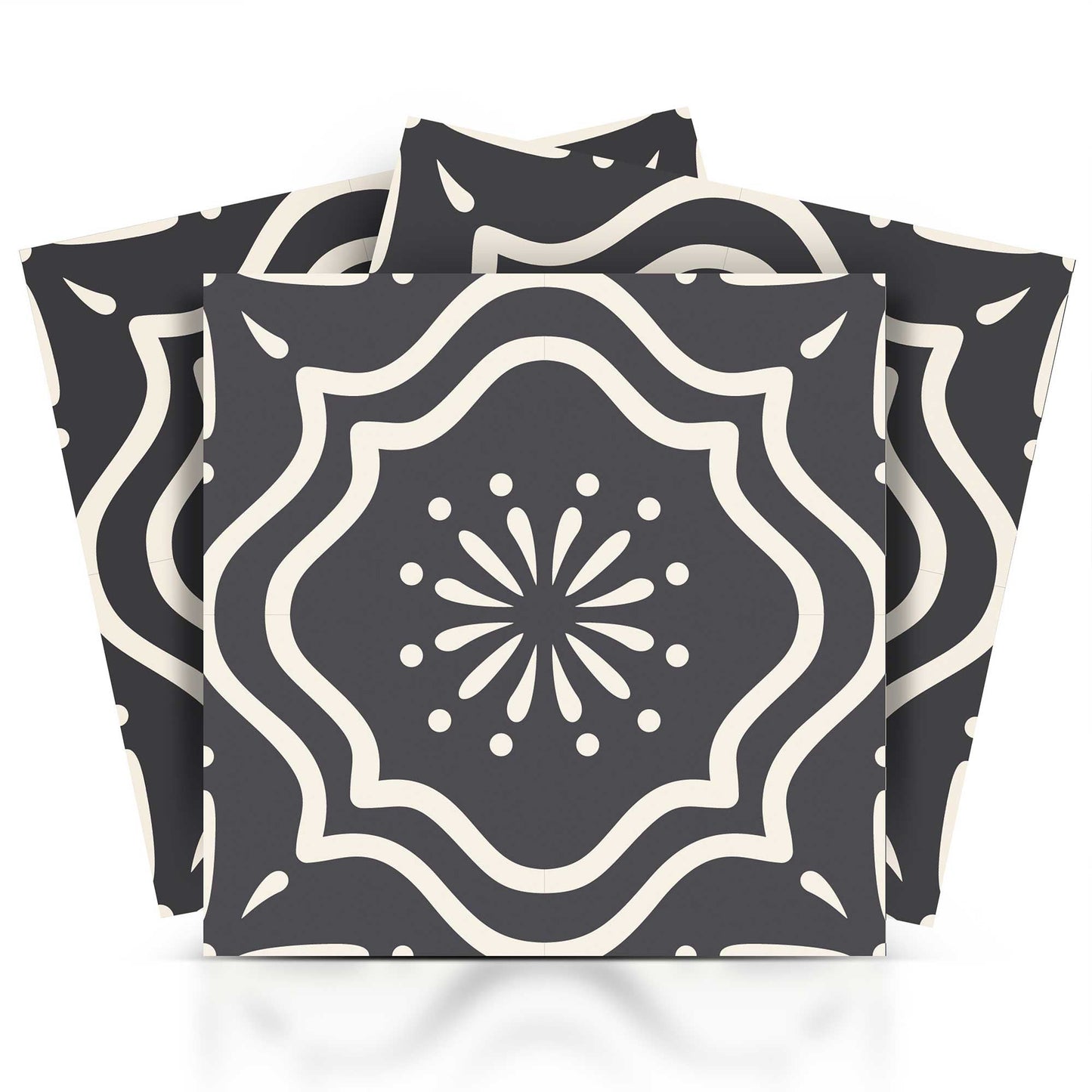 4" X 4" Burst Gray And White Peel And Stick Removable Tiles
