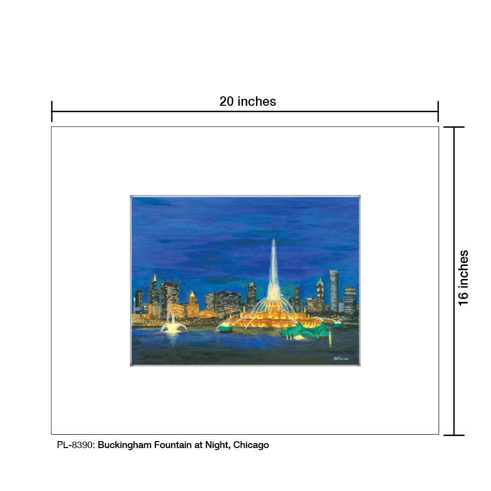 Buckingham Fountain at Night, Chicago, Print (#8390A)
