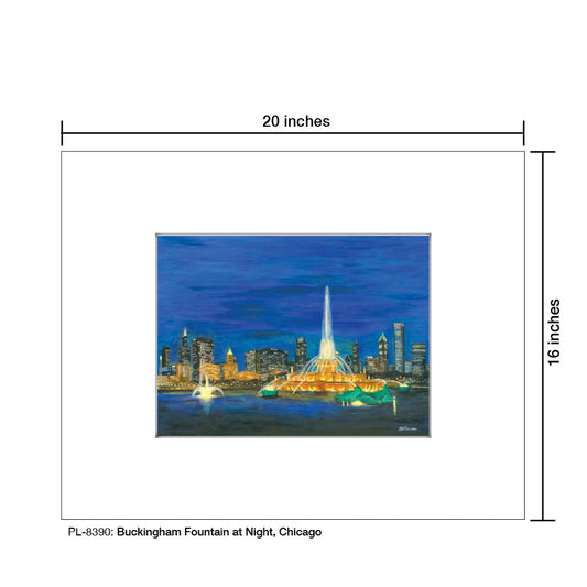 Buckingham Fountain at Night, Chicago, Print (#8390A)