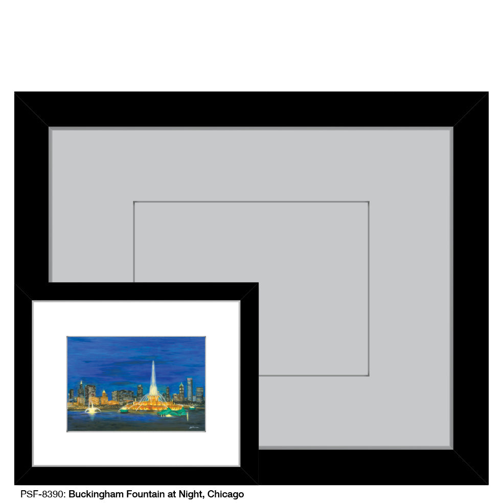 Buckingham Fountain at Night, Chicago, Print (#8390A)