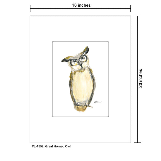 Great Horned Owl, Print (#7992A)