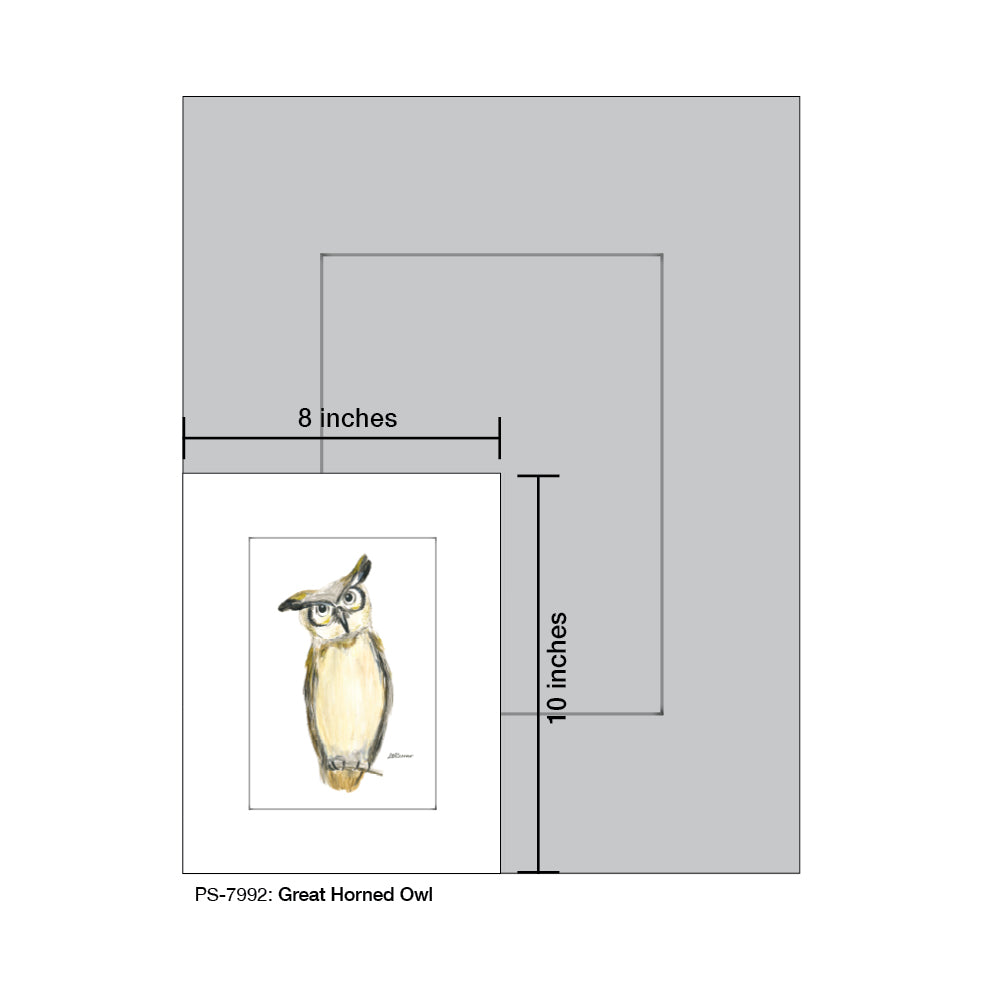 Great Horned Owl, Print (#7992A)