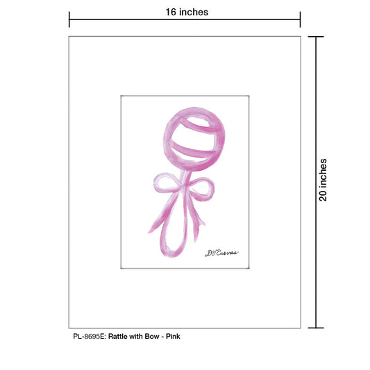 Rattle with Bow - Pink, Print (#8695E)