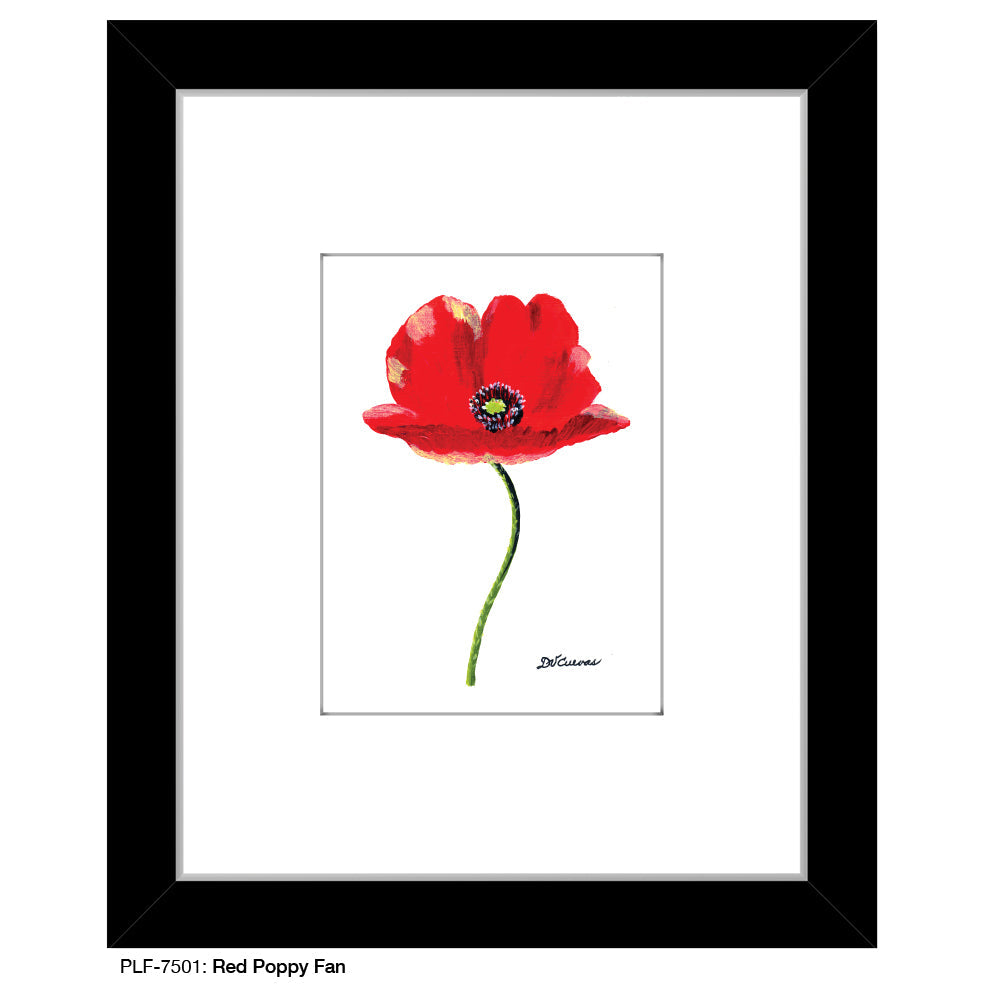 Red Poppy Fan, Print (#7501A)