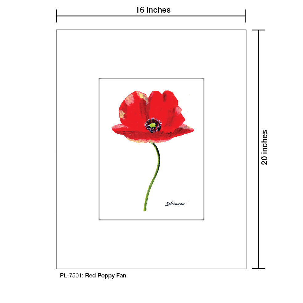 Red Poppy Fan, Print (#7501A)