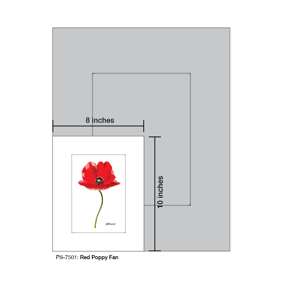 Red Poppy Fan, Print (#7501A)