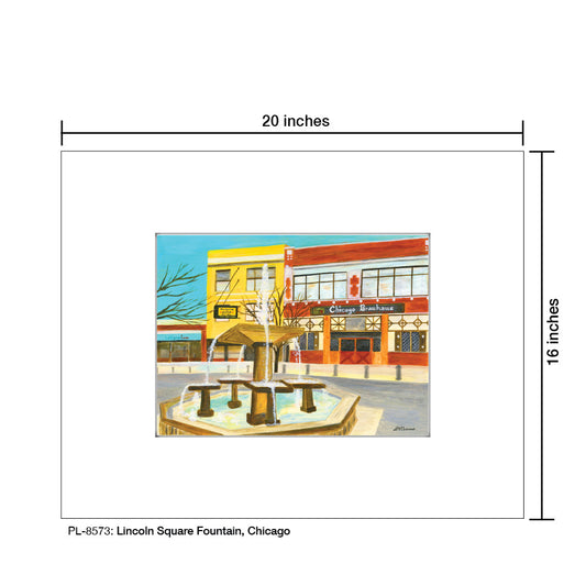 Lincoln Square Fountain, Chicago, Print (#8573A)