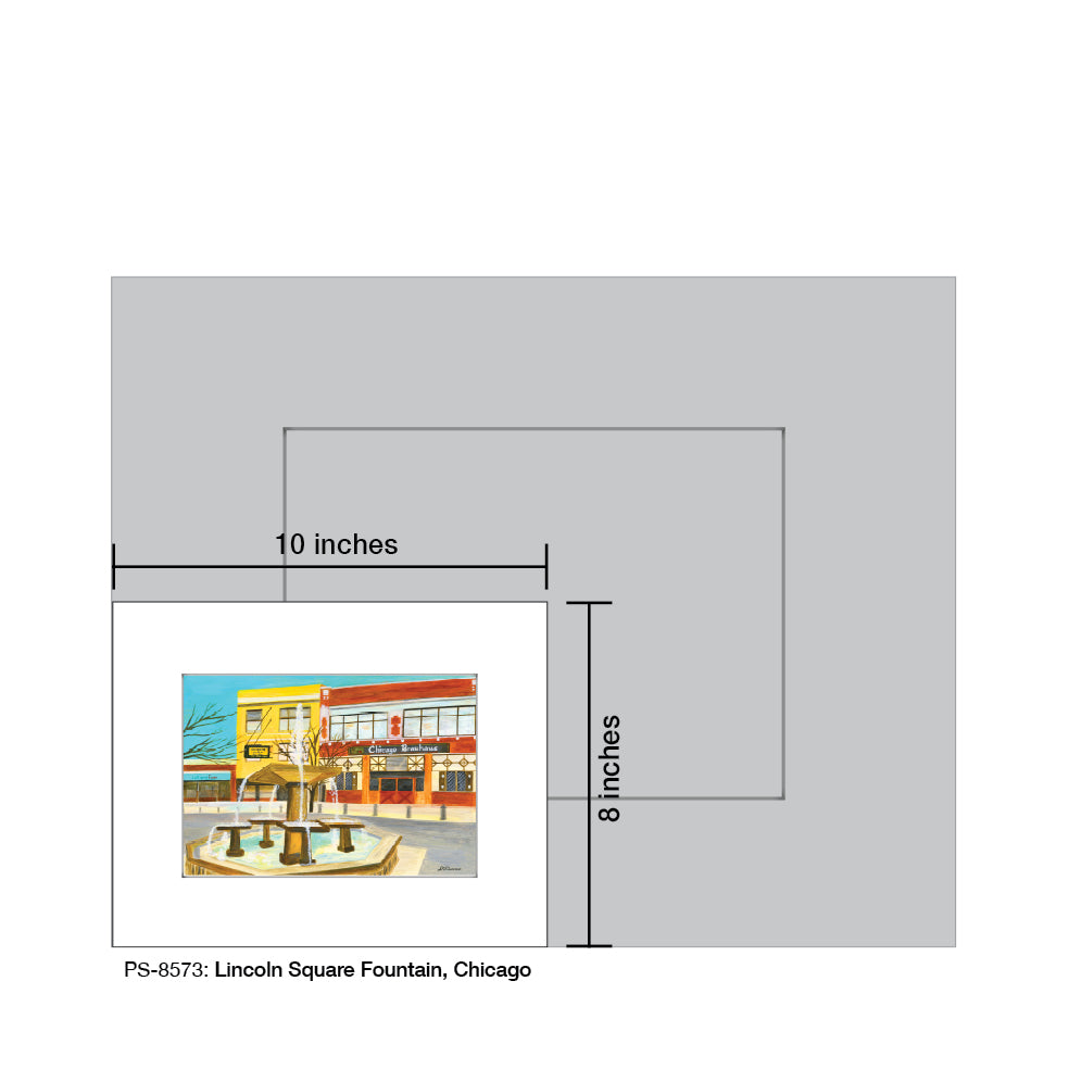 Lincoln Square Fountain, Chicago, Print (#8573A)