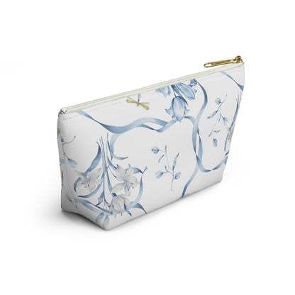 Customizable: Floral T-bottom Accessory Pouch | Gift for Her, Makeup Bag, Travel Organizer, Storage Solution, Spring Decor