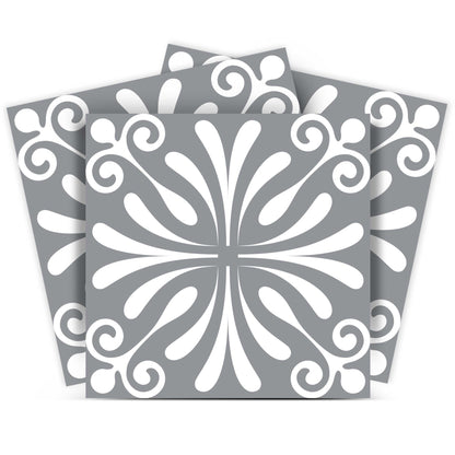 4" X 4" Gray And White Spire Peel And Stick Removable Tiles