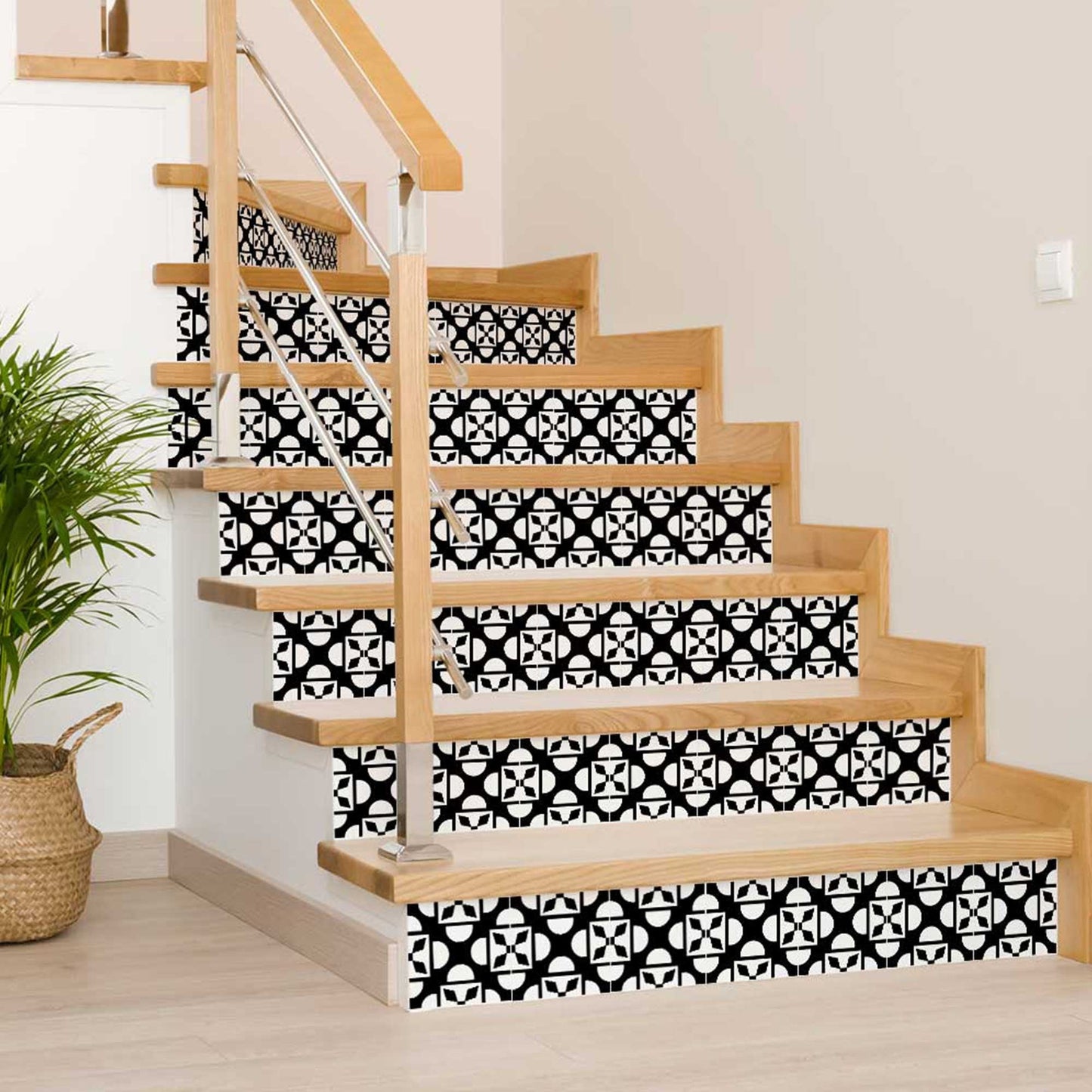 8" X 8" Black And White Coli Peel And Stick Tiles