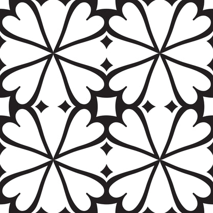 4" X 4" Black And White Mash Peel And Stick Removable Tiles