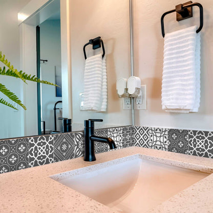 4" X 4" Gray And White Mosaic Peel And Stick Removable Tiles