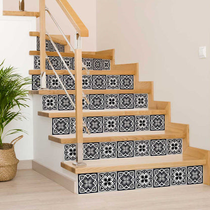 4" X 4" Black White And Gray Baz Peel And Stick Removable Tiles