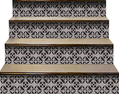 4" X 4" Black And White Orchid Peel And Stick Removable Tiles