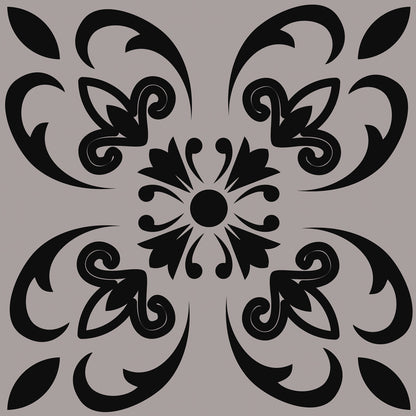 4" X 4" Black And White Orchid Peel And Stick Removable Tiles