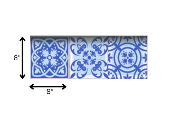 5" X 5" Dark And Light Blue Mosaic Peel And Stick Removable Tiles