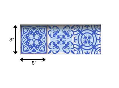 5" X 5" Dark And Light Blue Mosaic Peel And Stick Removable Tiles