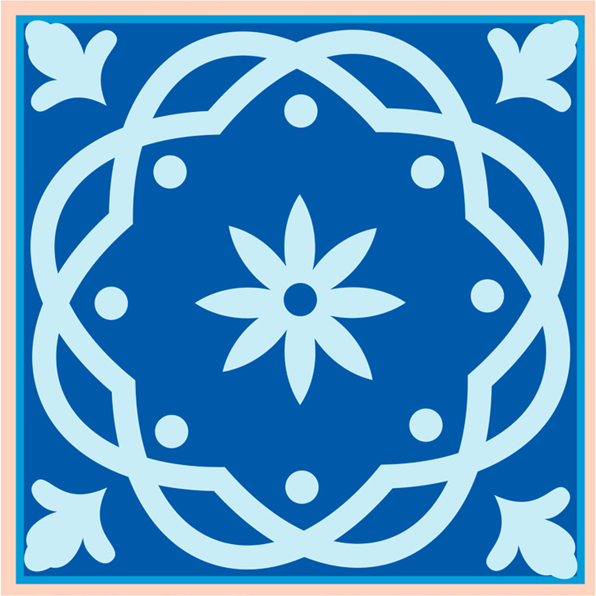 5" X 5" Dark And Light Blue Mosaic Peel And Stick Removable Tiles