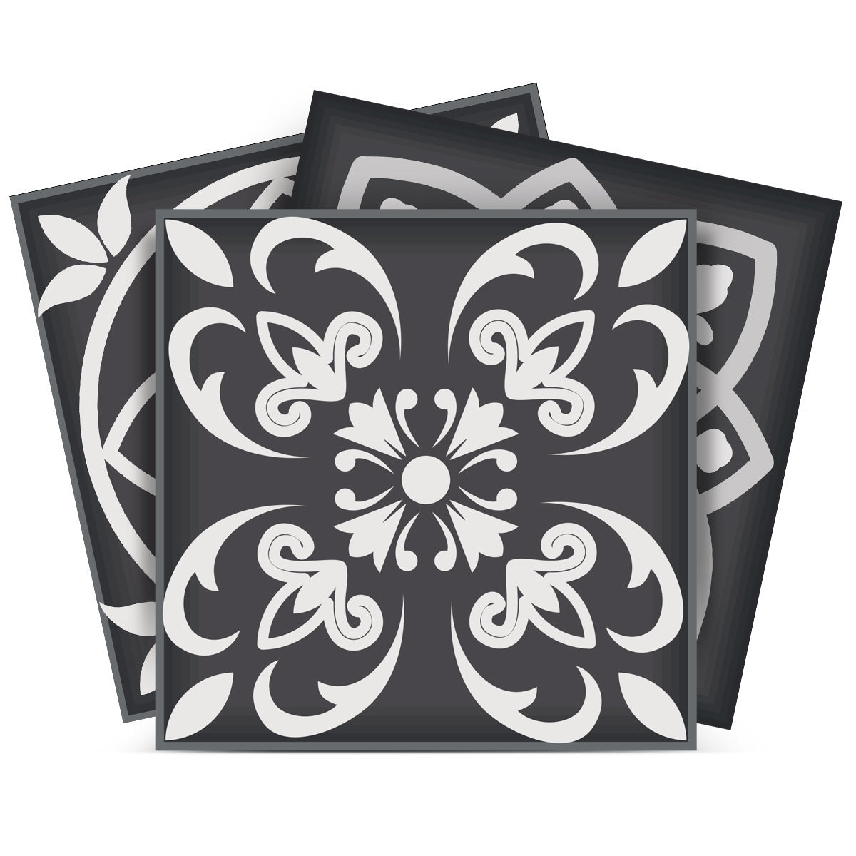 6" X 6" Shades Of Black Mosaic Peel And Stick Removable Tiles