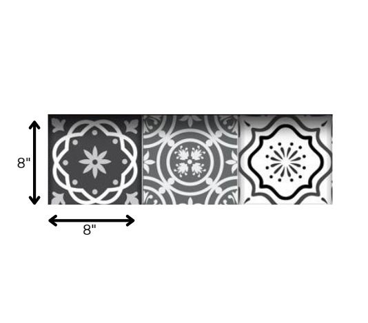 6" X 6" Shades Of Black Mosaic Peel And Stick Removable Tiles
