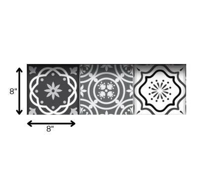 6" X 6" Shades Of Black Mosaic Peel And Stick Removable Tiles