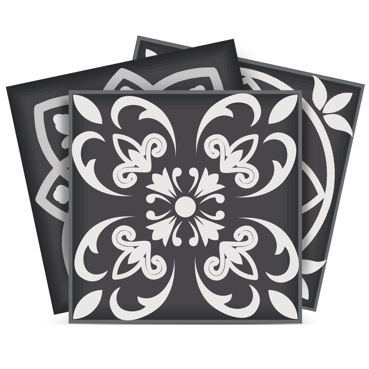 6" X 6" Shades Of Black Mosaic Peel And Stick Removable Tiles