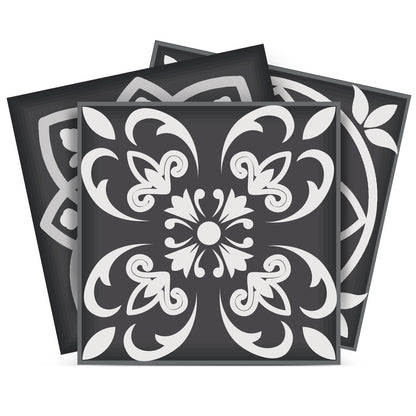 6" X 6" Shades Of Black Mosaic Peel And Stick Removable Tiles