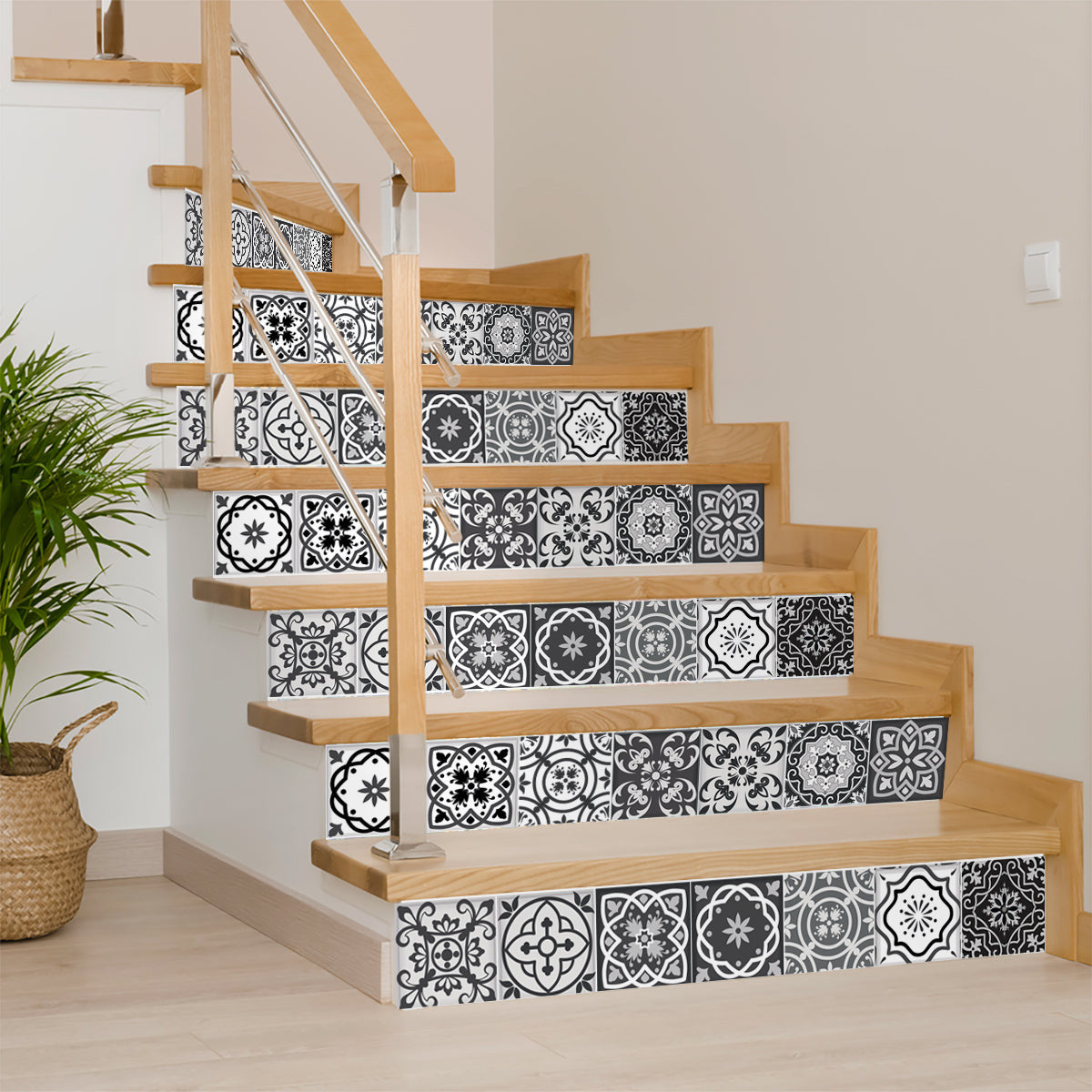 6" X 6" Shades Of Black Mosaic Peel And Stick Removable Tiles