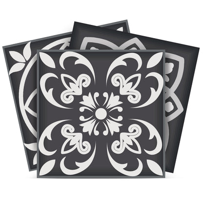 6" X 6" Shades Of Black Mosaic Peel And Stick Removable Tiles