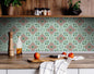4" X 4" Vintage Green And Taupe Mosaic Peel And Stick Removable Tiles