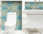 4" X 4" Sage And Aqua Floral Peel And Stick Removable Tiles