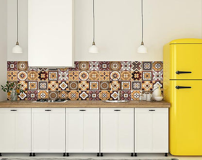 4" X 4" Shades Of Brown Mosaic Peel And Stick Removable Tiles