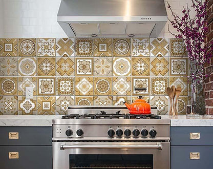 4" X 4" Vintage Brown And White Peel And Stick Removable Tiles
