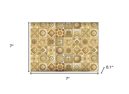 4" X 4" Vintage Beige And White Peel And Stick Removable Tiles