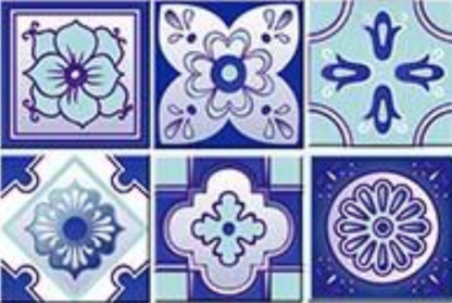 4" X 4" Vintage Turq Blue And White Peel And Stick Removable Tiles