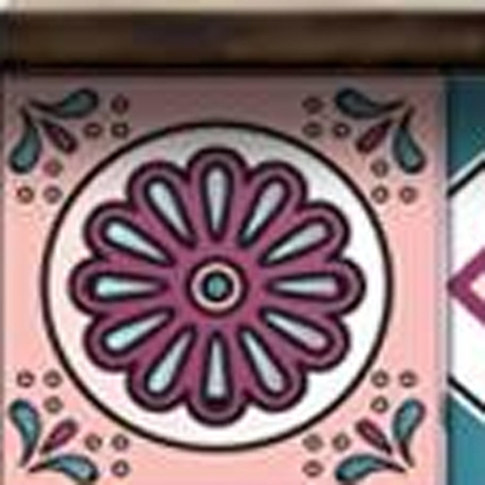 4" X 4" Vintage Turq Blush And Mauve Peel And Stick Removable Tiles