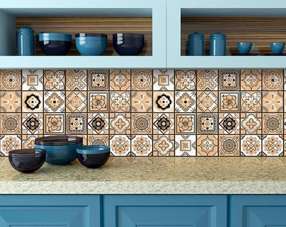 4" X 4" Shades Of Taupe Mosaic Peel And Stick Removable Tiles