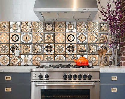 4" X 4" Shades Of Taupe Mosaic Peel And Stick Removable Tiles