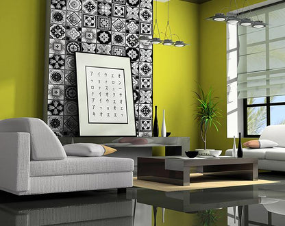 4" X 4" Black White And Gray Mosaic Peel And Stick Removable Tiles