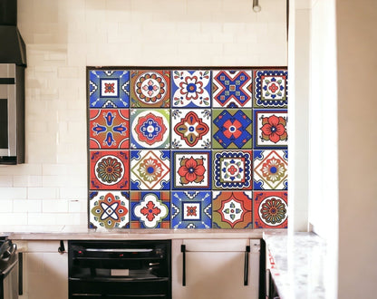 4" X 4" Mediterra Terra Cotta Mosaic Peel And Stick Removable Tiles