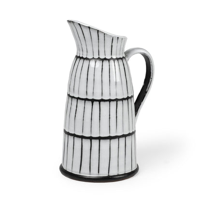 13" Black And White Cylinder Ceramic Urns Jars | Kitchen + Metal |