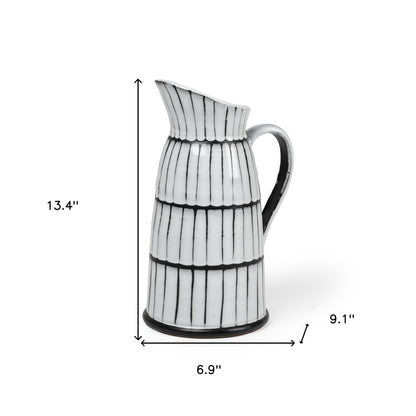 13" Black And White Cylinder Ceramic Urns Jars | Kitchen + Metal |