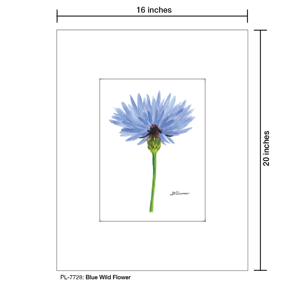 Blue Wild Flower Stem, Print (#7728A)
