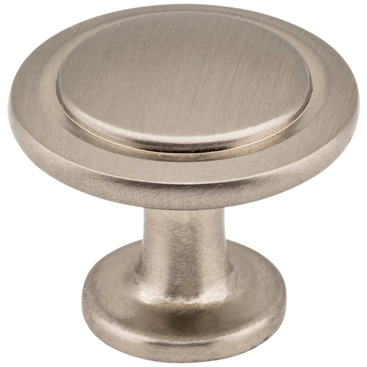 1-1/4" Diameter Satin Nickel Round Button Gatsby Cabinet Knob