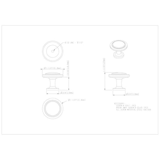 1-1/4" Diameter Satin Nickel Round Button Gatsby Cabinet Knob