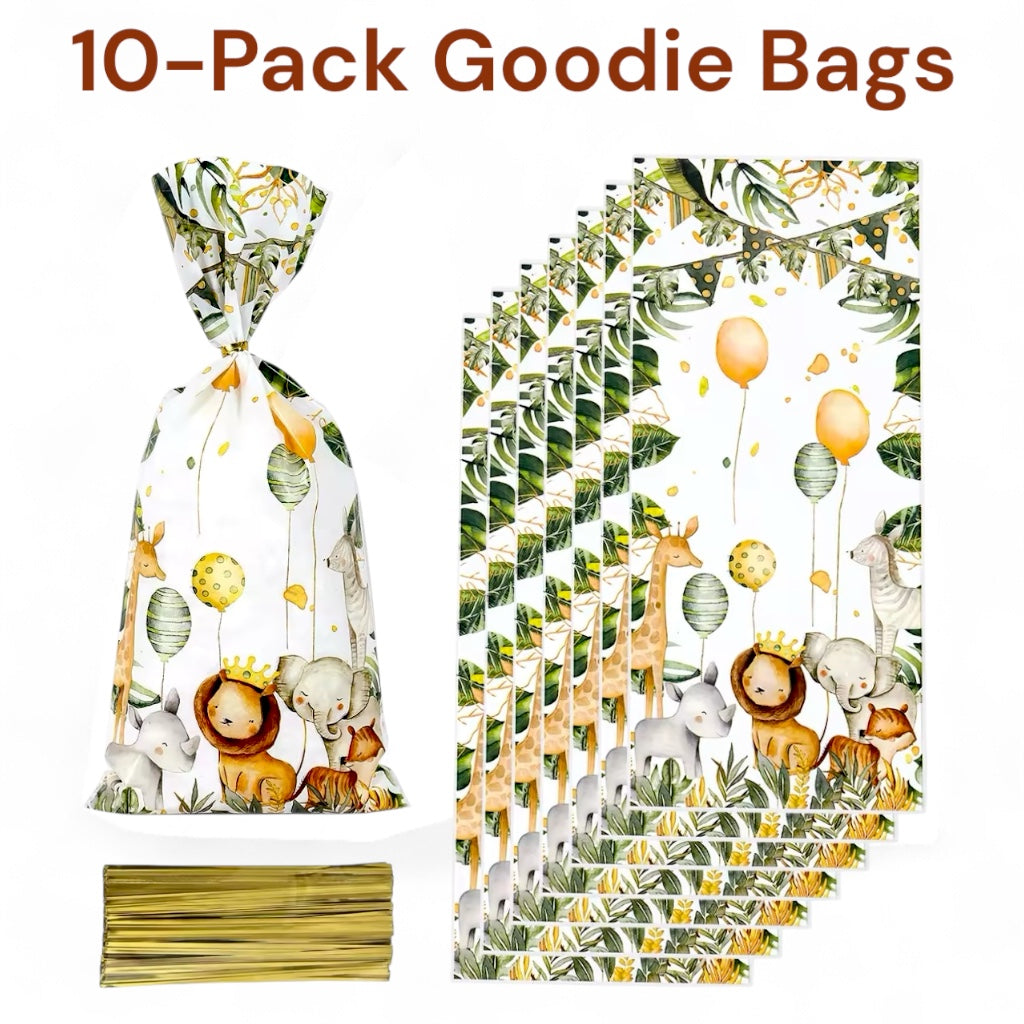 Safari Party Favors for Birthday - Jungle Treat Bags 10-Pack